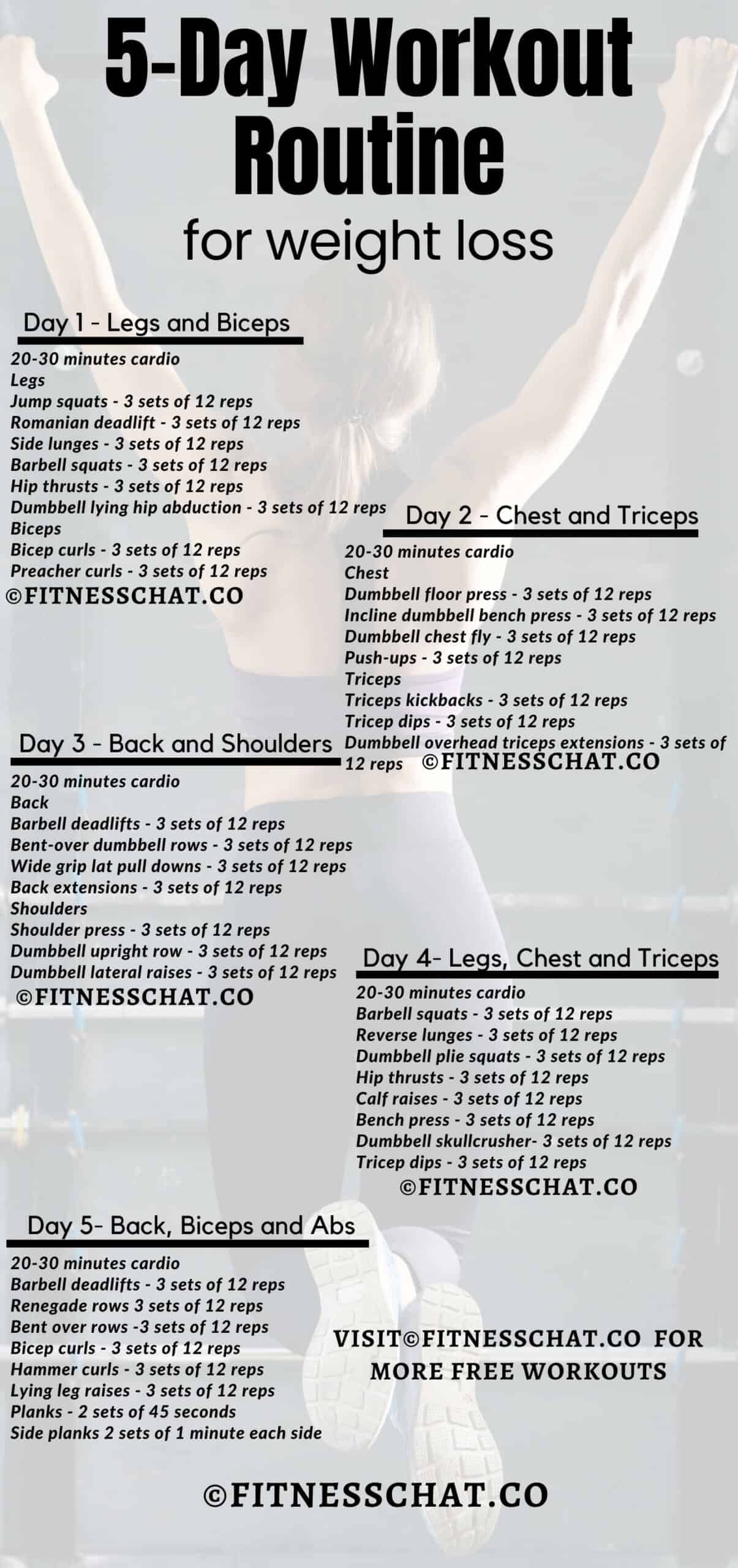 5 day workout routine for weight loss 