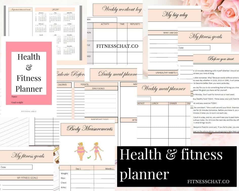 health & fitness planner | printable | organizational printables | weight loss tracker