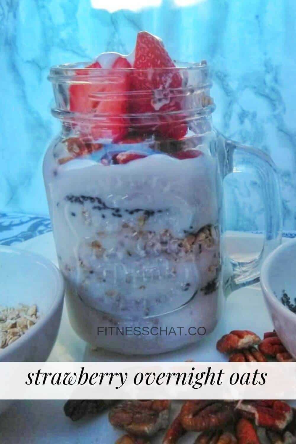strawberry overnight oats with chia seeds