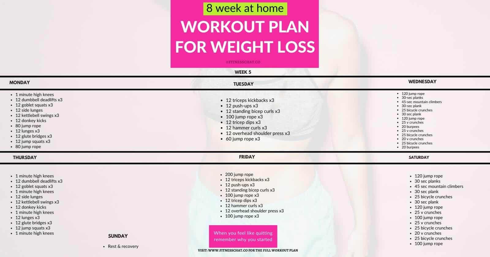8 week weight loss exercise plan at home