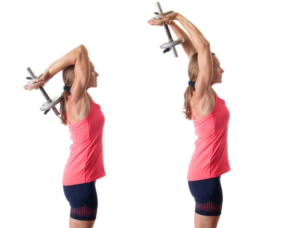 dumbbell overhead triceps extension