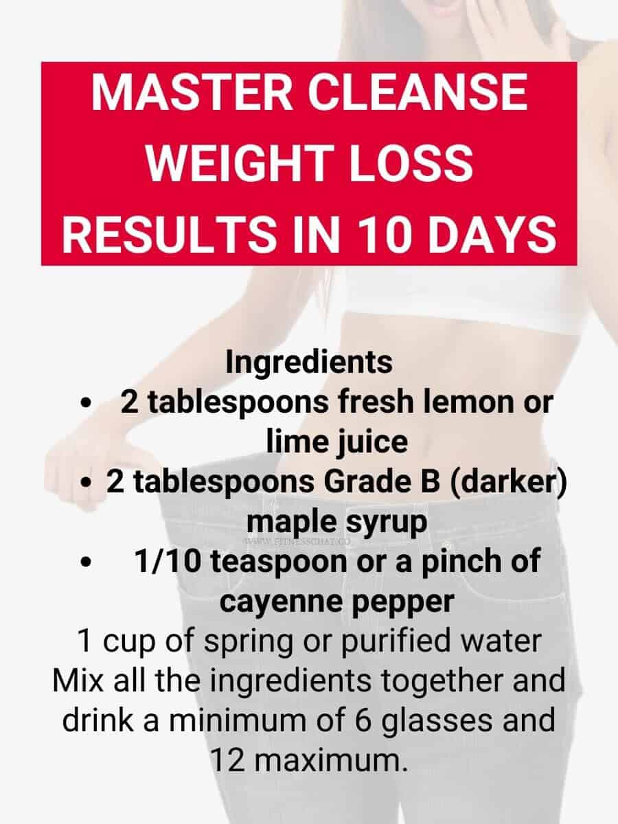 master cleanse weight loss results 10 days