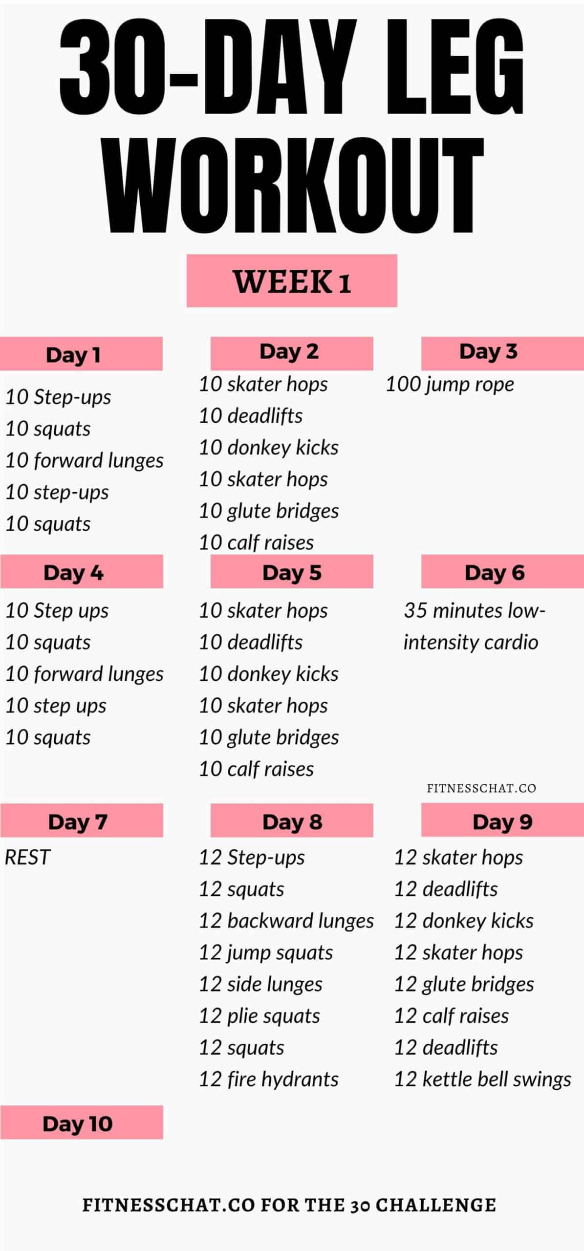 best 30 day leg challenge at home 