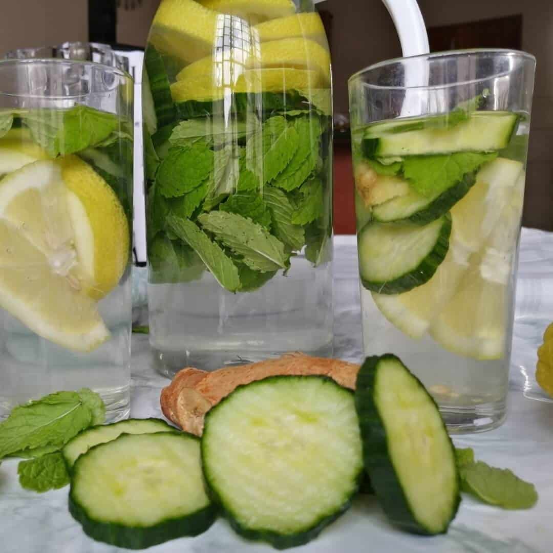 minty cucumber and lemon water for weight loss