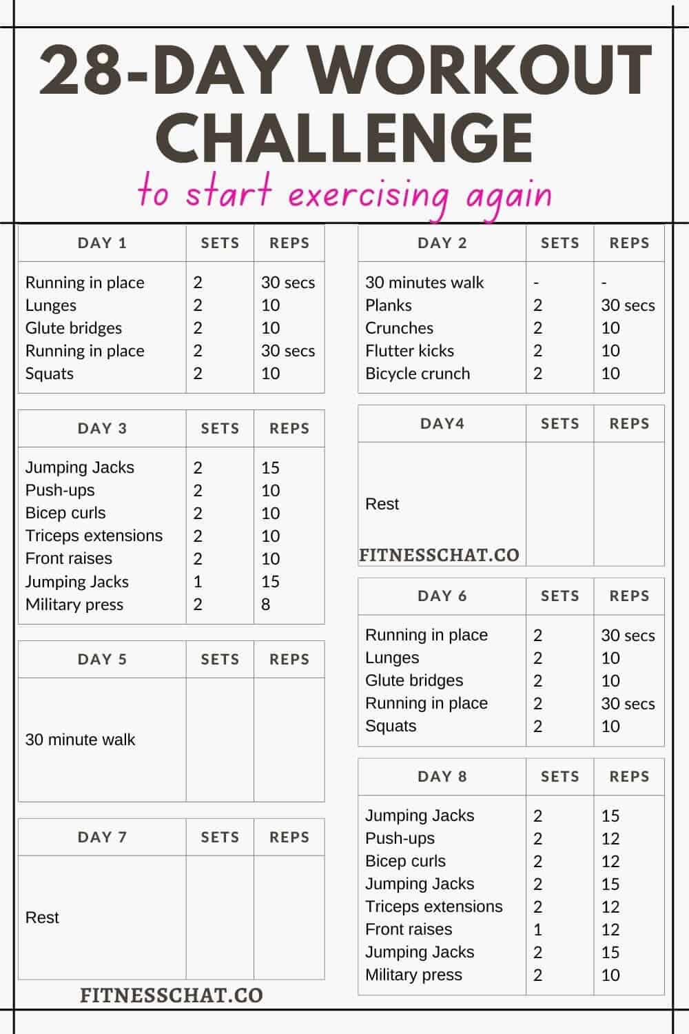 28 day workout challenge