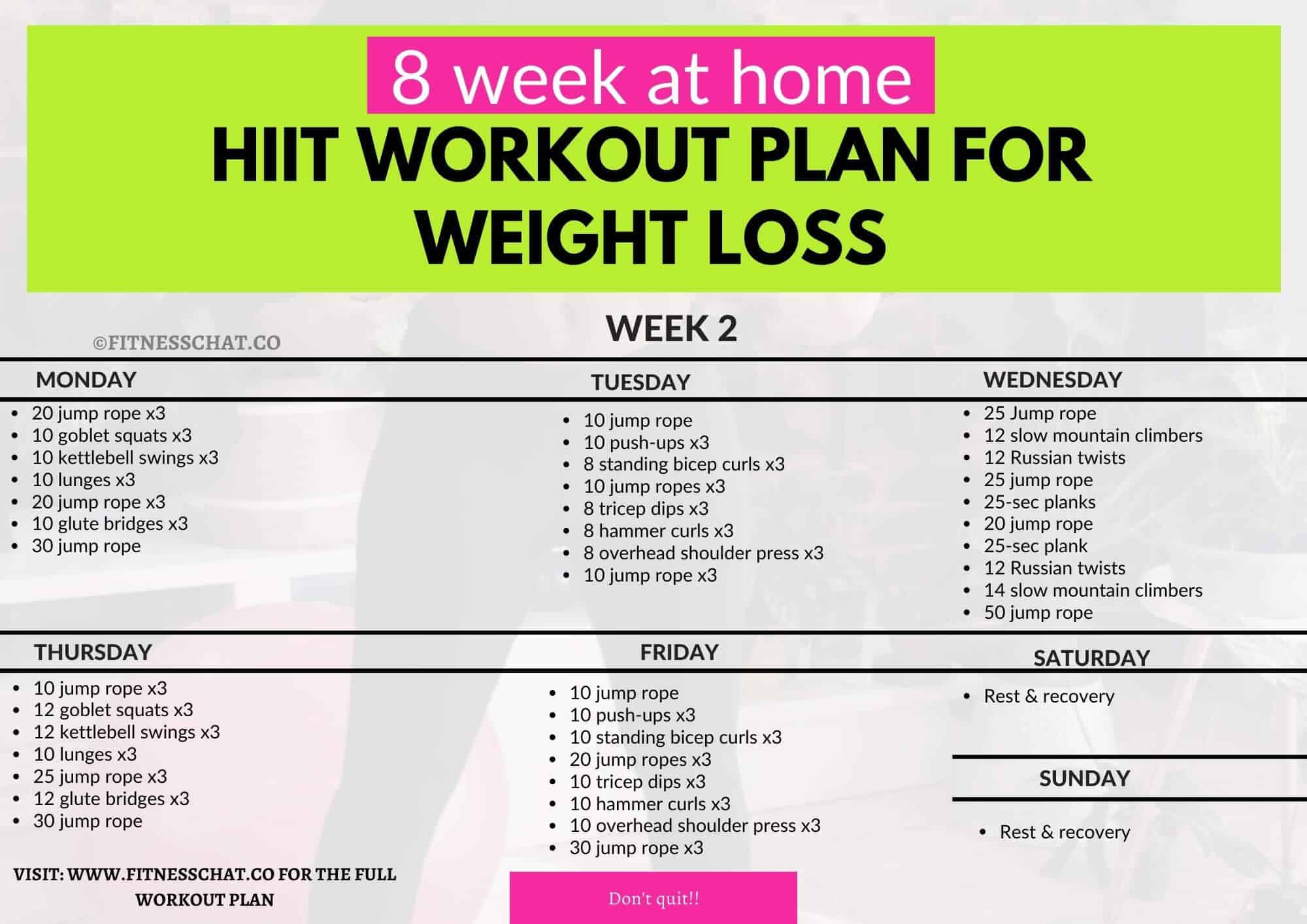 hiit workouts at home- week 2 