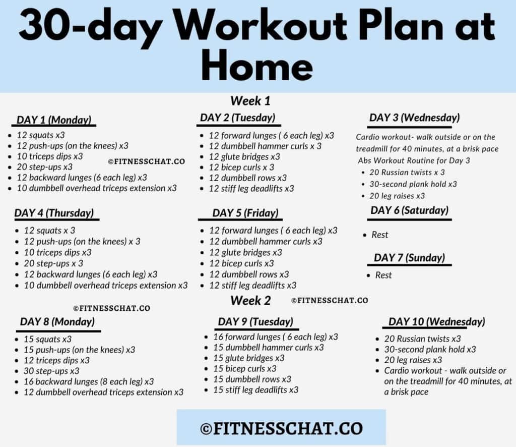 30 day workout plan at home